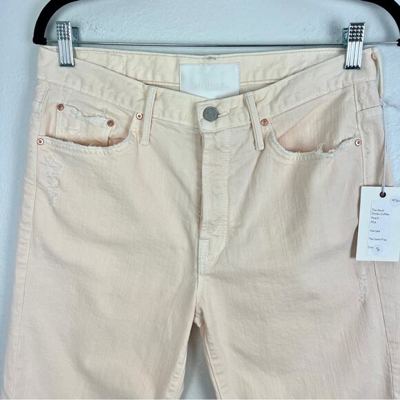 MOTHER SUPERIOR | NEW The Saint Fray in Peach Distressed Pink Orange Jeans 29 - Picture 2 of 11